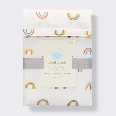 Cotton Fitted Crib Sheet - Rainbows - Cloud Island™ 5 Cotton Fitted Crib Sheet - Rainbows - Cloud Island™ - Image 3