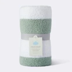 Chenille Stripe Baby Blanket - Green And White Stripe - Cloud Island™ -My baby GUEST f1d770bd 8395 4c5f 908f 0abf2d889710