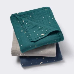 Muslin Swaddle Baby Blanket - Cool Metallic - 3pk - Cloud Island™ -My baby GUEST f33cae79 c56c 4376 a91c dc5e8fc49bd5