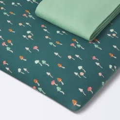 Fitted Jersey Play Yard Crib Sheet - Mushroom/Solid Green - 2pk - Cloud Island™ -My baby GUEST f927e3bc 6cee 44cc ab82 f883a9fef15e