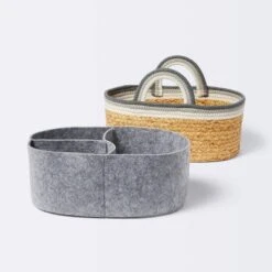 Braided Water Hyacinth Decorative Container With Coiled Rope Handles - Gray - Cloud Island™ -My baby GUEST fc794c5a a9d8 451f 886e 850875b4c360