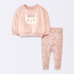 Baby Girls' 2pc Cat Applique Sweatshirt & Leggings Set - Cloud Island™ Pink -My baby GUEST fd43fdf0 9e93 4813 ac20 f36750190814